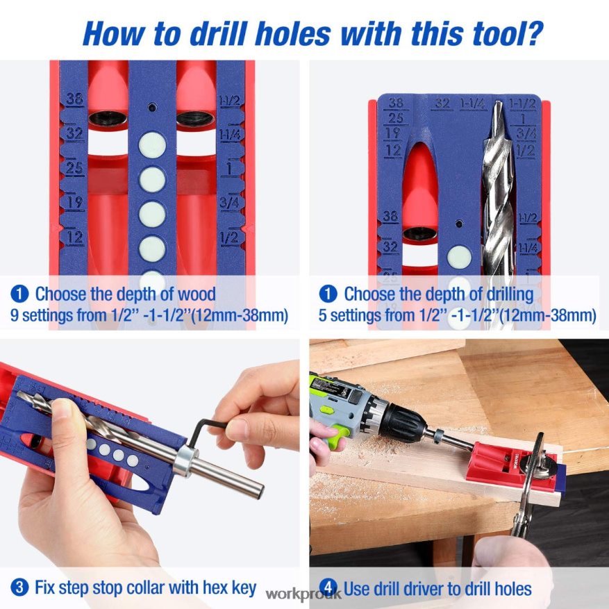 WORKPROPlastic Plugs Coarse Square Driver Screws Pocket Hole Jig Kit X662Z201 Tool