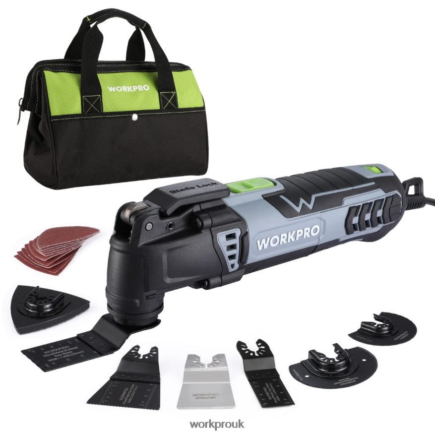WORKPRO3.0 Amp Corded Quick-Lock Replaceable Oscillating Saw with 7 Variable Speed 3 Oscillation Angle, 17pcs Saw Accessories, and Carrying Bag X662Z230 Tool