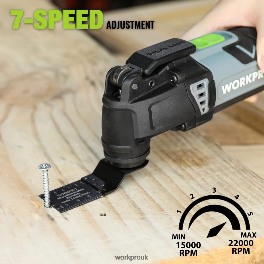 WORKPRO3.0 Amp Corded Quick-Lock Replaceable Oscillating Saw with 7 Variable Speed 3 Oscillation Angle, 17pcs Saw Accessories, and Carrying Bag X662Z230 Tool