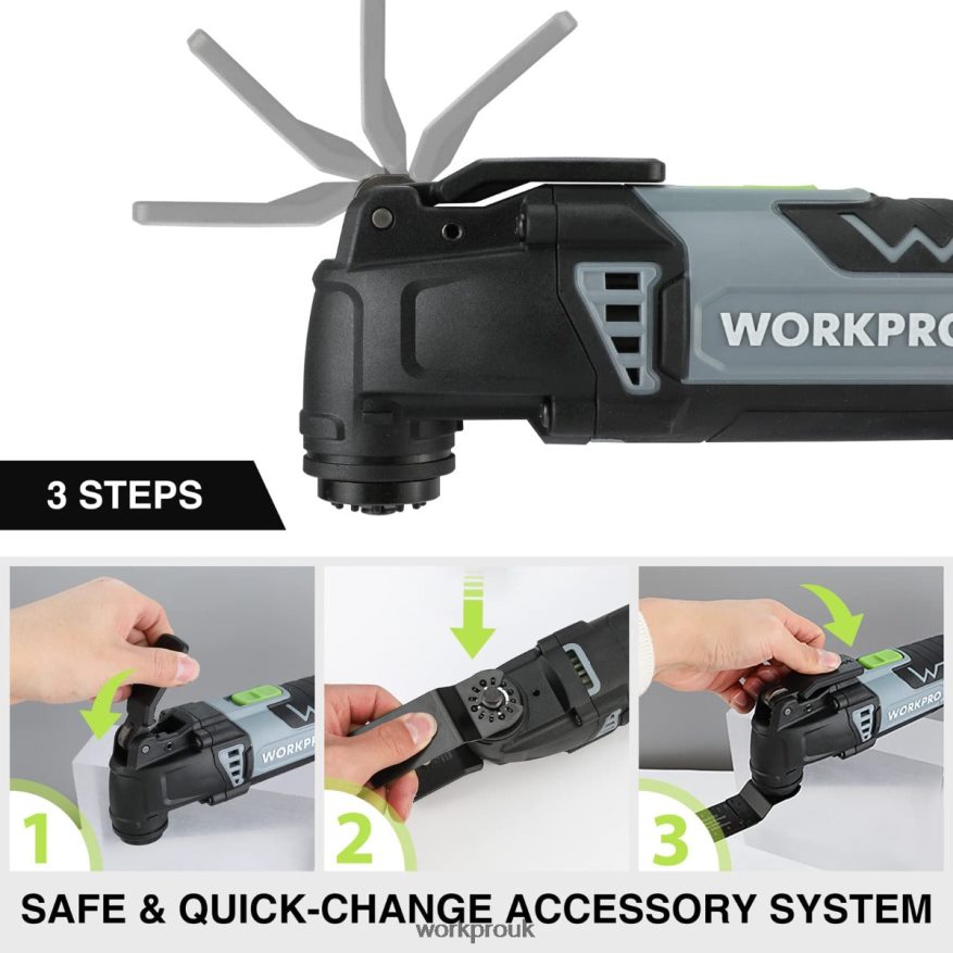 WORKPRO3.0 Amp Corded Quick-Lock Replaceable Oscillating Saw with 7 Variable Speed 3 Oscillation Angle, 17pcs Saw Accessories, and Carrying Bag X662Z230 Tool