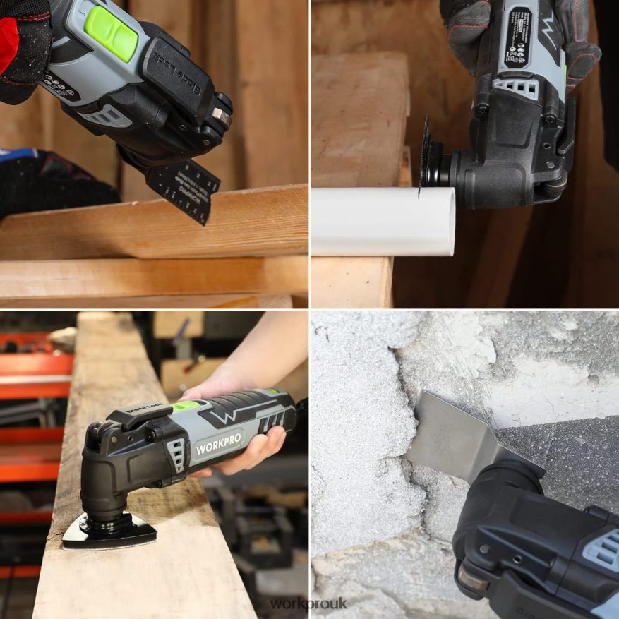 WORKPRO3.0 Amp Corded Quick-Lock Replaceable Oscillating Saw with 7 Variable Speed 3 Oscillation Angle, 17pcs Saw Accessories, and Carrying Bag X662Z230 Tool