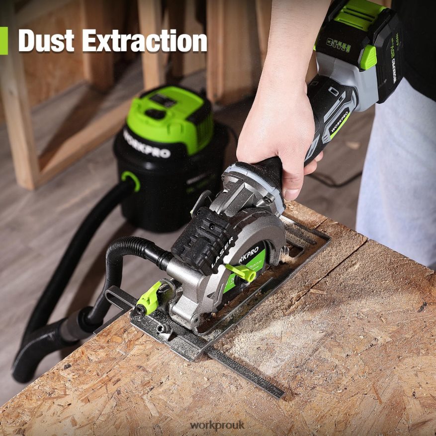 WORKPROCompact Cordless Mini Circular Saw, 20V 4.0Ah Battery, Fast Charger, 3 Saw Blades, 4500RPM X662Z186 Tool