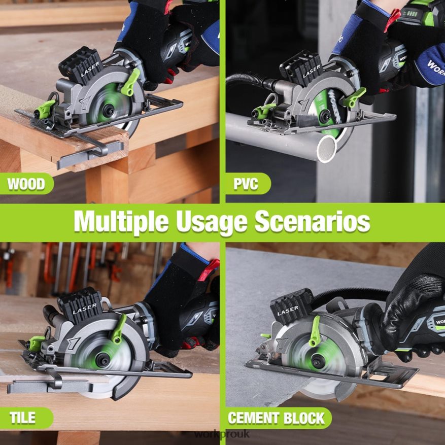 WORKPROCompact Cordless Mini Circular Saw, 20V 4.0Ah Battery, Fast Charger, 3 Saw Blades, 4500RPM X662Z186 Tool