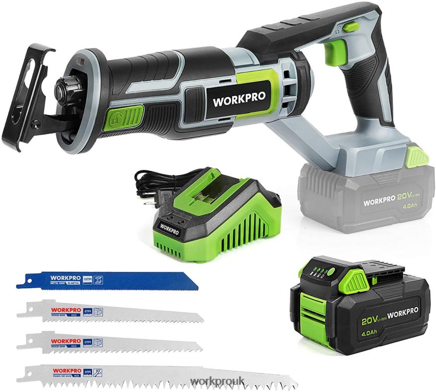WORKPROCordless Reciprocating Saw, 4 Saw Blades for Wood & Metal Cutting Included X662Z184 Tool