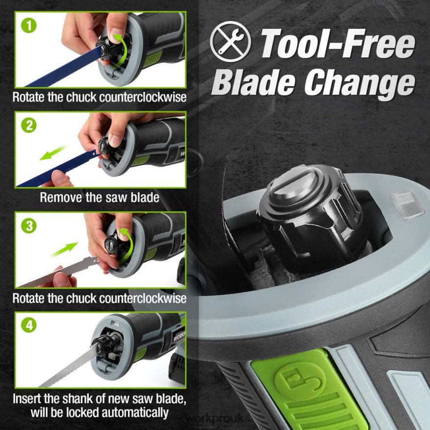 WORKPROCordless Reciprocating Saw, 4 Saw Blades for Wood & Metal Cutting Included X662Z184 Tool