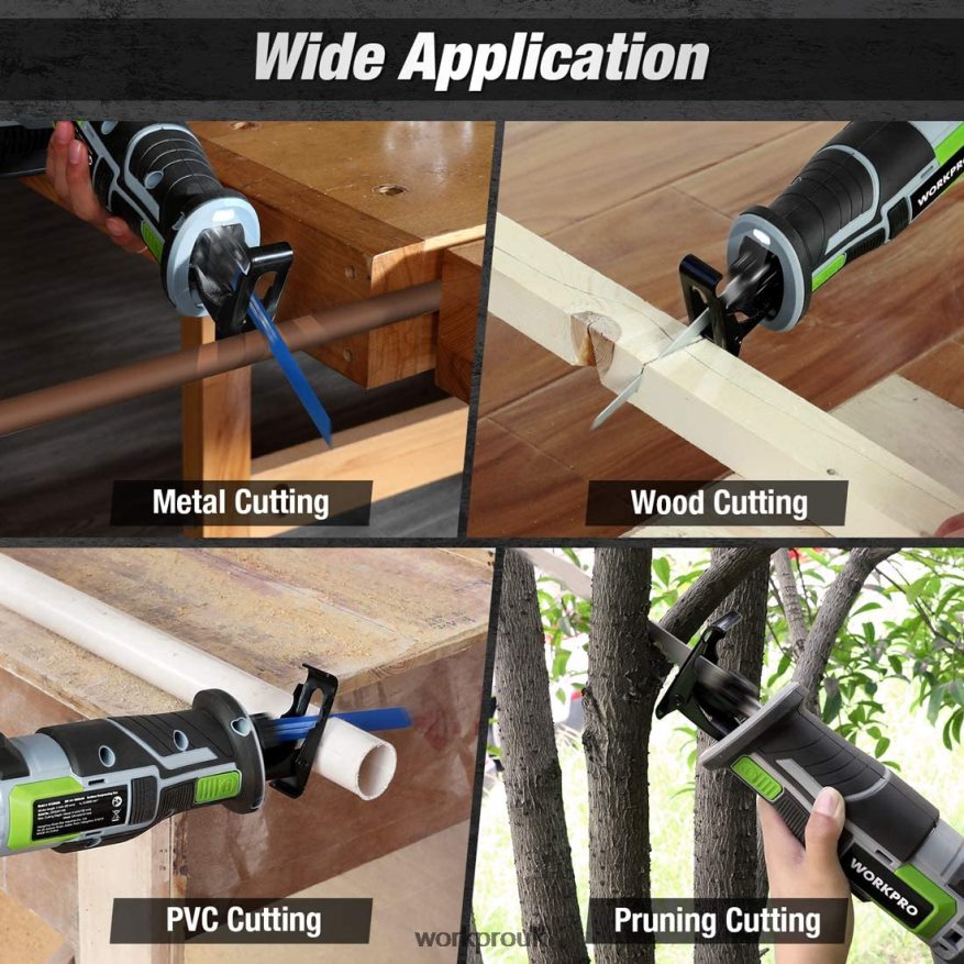 WORKPROCordless Reciprocating Saw, 4 Saw Blades for Wood & Metal Cutting Included X662Z184 Tool