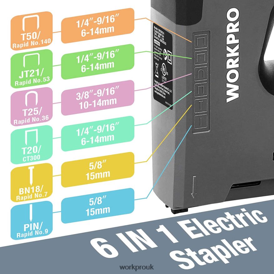 WORKPRO110V 6 in 1 Electric Stapler Tacker for DIY Project of Woodworking X662Z167 Tool