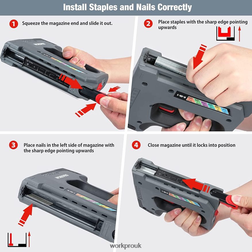 WORKPRO6 in 1 3.6V Rechargeable Cordless Staple Gun X662Z166 Tool