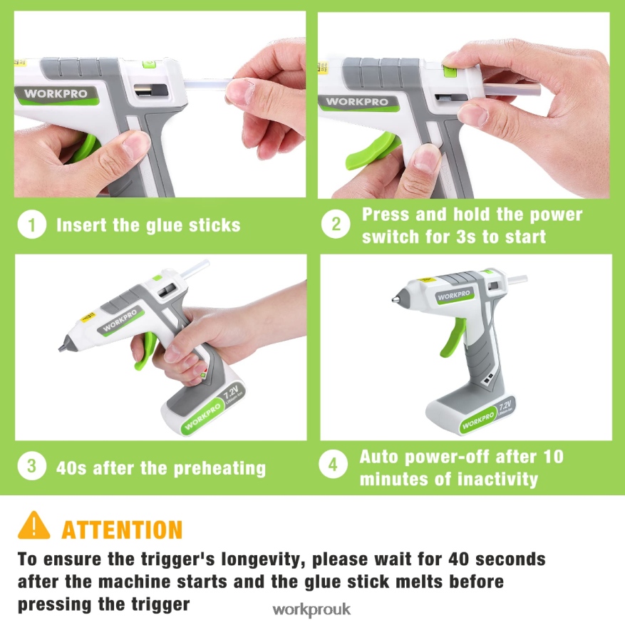 WORKPRO7.2V Cordless Hot Melt Glue Gun Kit X662Z164 Tool