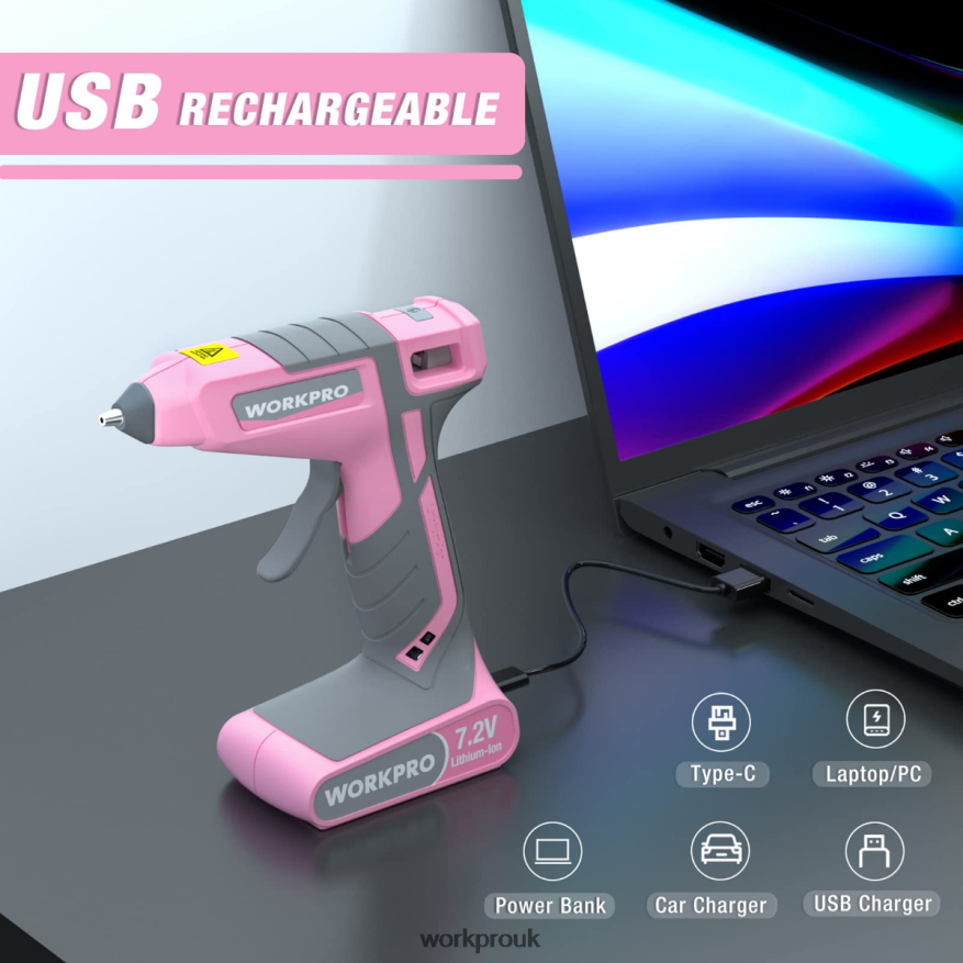 WORKPRO7.2V Cordless Hot Melt Glue Gun Kit X662Z164 Tool