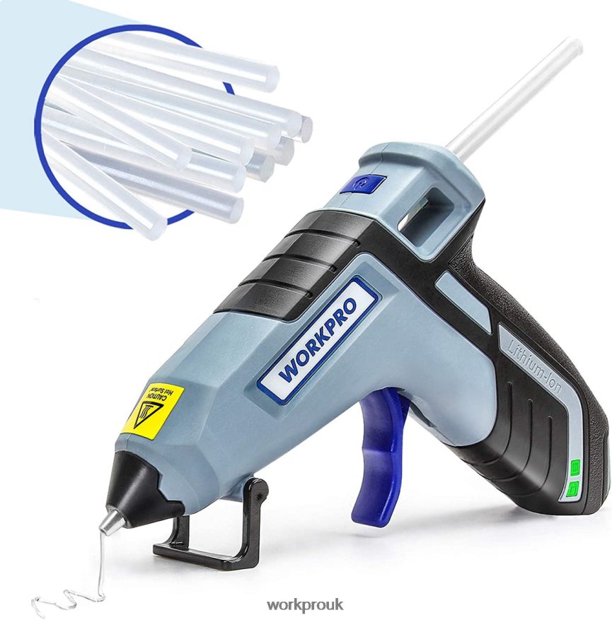 WORKPROCordless Melt Fast Preheating Mini Glue Gun with 20 PCS Premium Glue Stick X662Z163 Tool