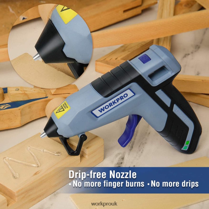 WORKPROCordless Melt Fast Preheating Mini Glue Gun with 20 PCS Premium Glue Stick X662Z163 Tool