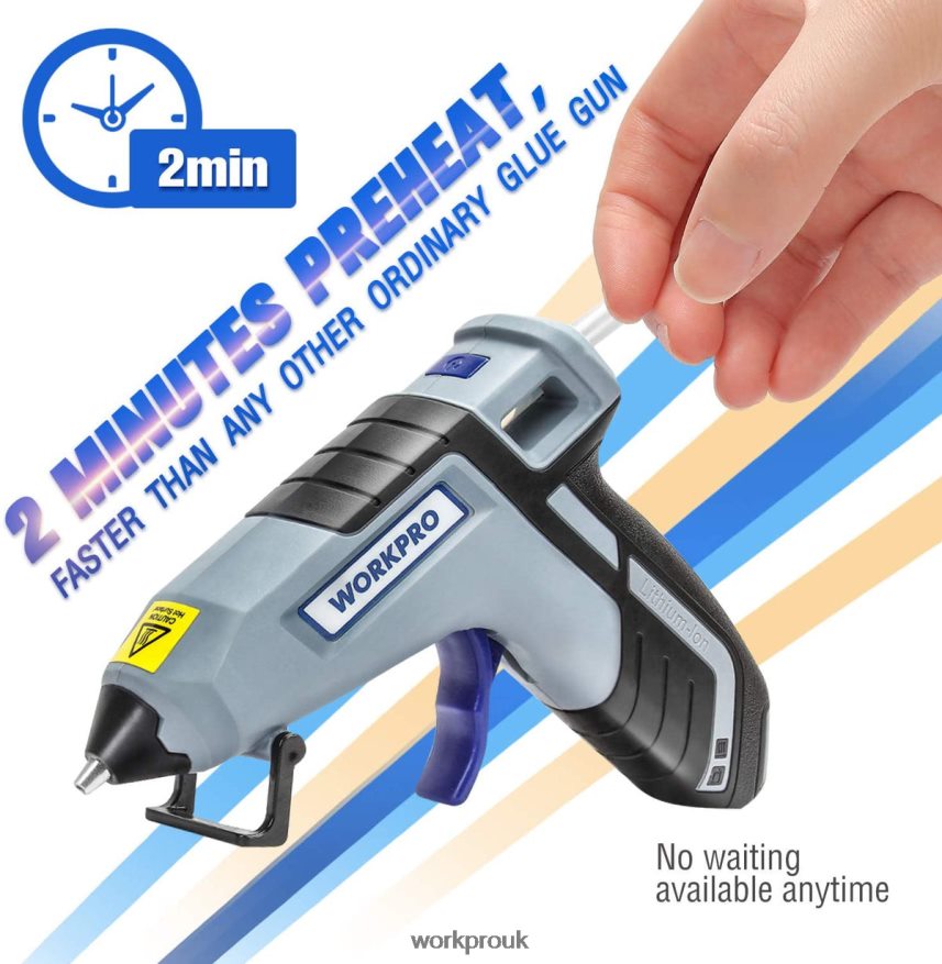 WORKPROCordless Melt Fast Preheating Mini Glue Gun with 20 PCS Premium Glue Stick X662Z163 Tool