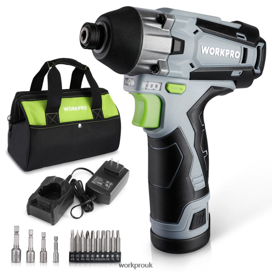 WORKPRO12V Cordless Impact Driver Kit, Hex Electric Impact Drill/Driver Set with 2.0Ah Lithium-ion Battery X662Z190 Tool