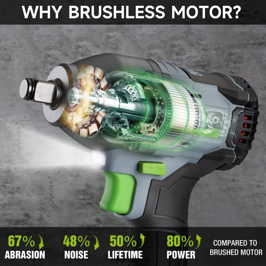 WORKPRO20V Cordless Impact Wrench, with 4.0 Ah Battery, Fast Charger, 4 Impact Sockets and Storage Case X662Z188 Tool