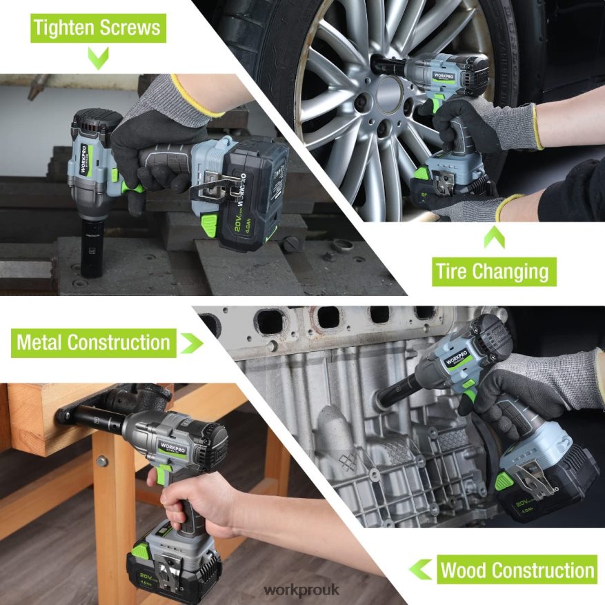 WORKPRO20V Cordless Impact Wrench, with 4.0 Ah Battery, Fast Charger, 4 Impact Sockets and Storage Case X662Z188 Tool