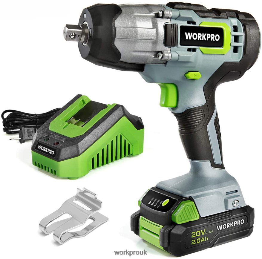 WORKPRO20V Cordless Impact Wrench with Fast Charger Belt Clip for Easy Carrying X662Z187 Tool