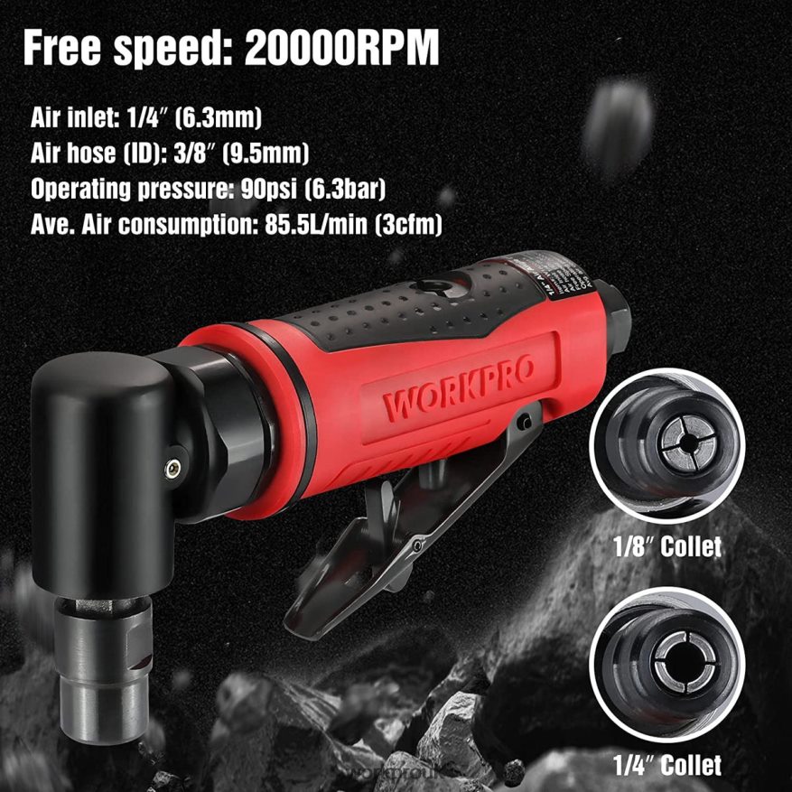 WORKPROAir Angle Die Grinder 1/4-Inch Pneumatic Right Angle Die Grinder Set X662Z180 Tool