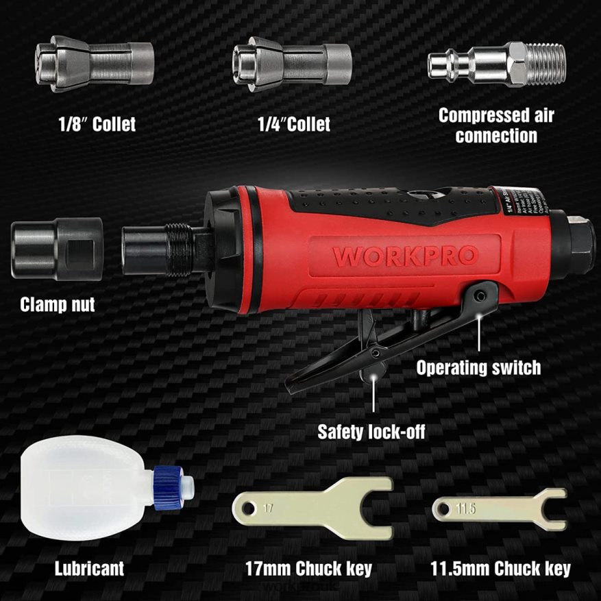 WORKPROAir Die Grinder, 1/4-Inch Pneumatic Straight Die Grinder, 25000RPM, Air-Powered Die Grinder X662Z183 Tool
