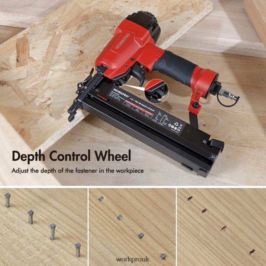 WORKPROPneumatic 2 in 1 Brad Nailer with 400pcs Nails/ 300 Pcs Staples X662Z181 Tool