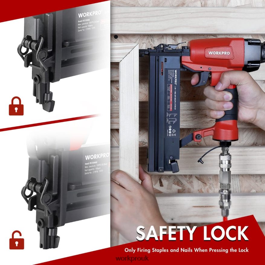 WORKPROPneumatic 2 in 1 Brad Nailer with 400pcs Nails/ 300 Pcs Staples X662Z181 Tool