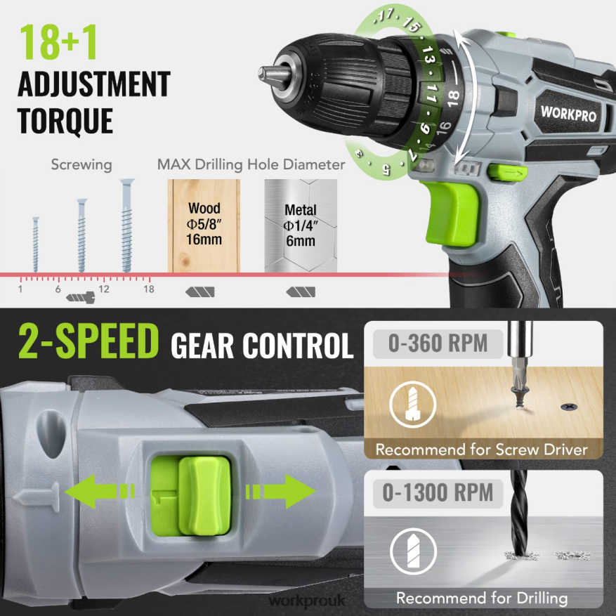 WORKPRO108-Piece Portable Tool Set with Power Drill X662Z173 Tool