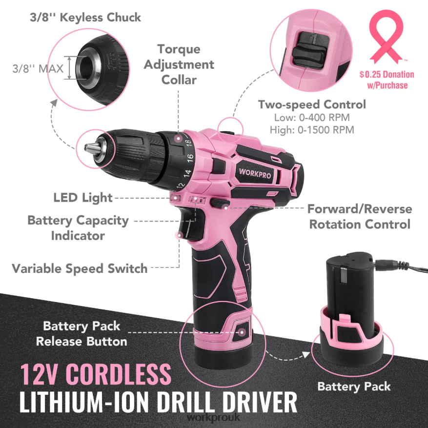 WORKPRO108-Piece Portable Tool Set with Power Drill X662Z173 Tool