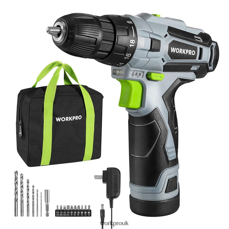 WORKPRO12V Electric Cordless Drill Driver Kit Keyless Chuck, Charger and Storage Bag Included X662Z177 Tool