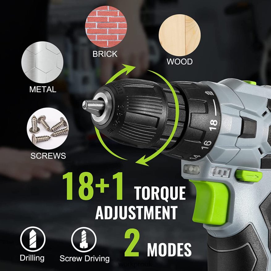 WORKPRO12V Electric Cordless Drill Driver Kit Keyless Chuck, Charger and Storage Bag Included X662Z177 Tool