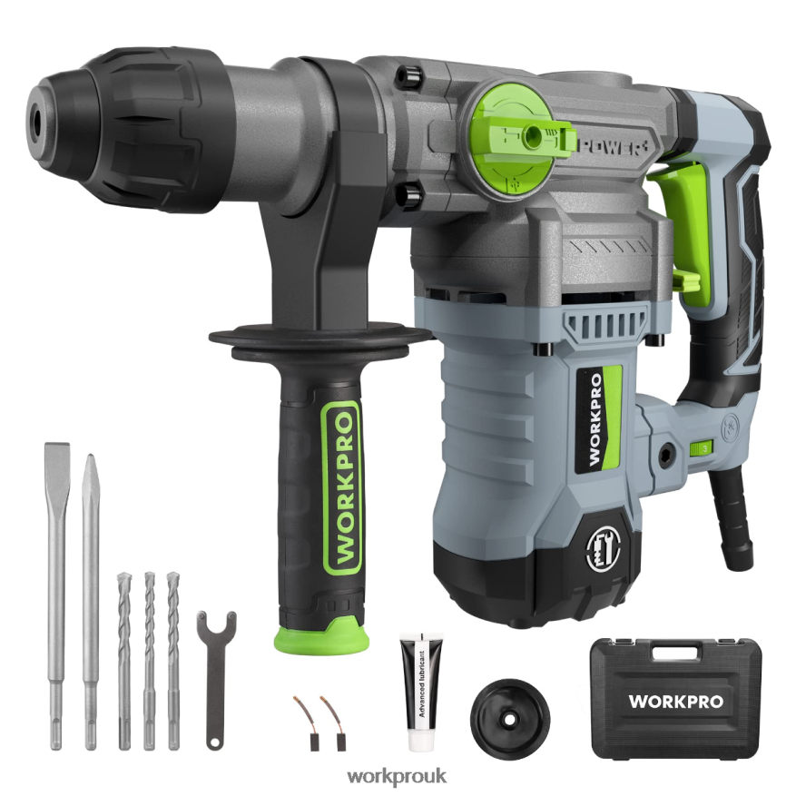 WORKPRO12.5AMP 1-1/4 Inch Premium SDS-Plus Rotary Hammer Drill, Heavy Duty Corded Version X662Z179 Tool