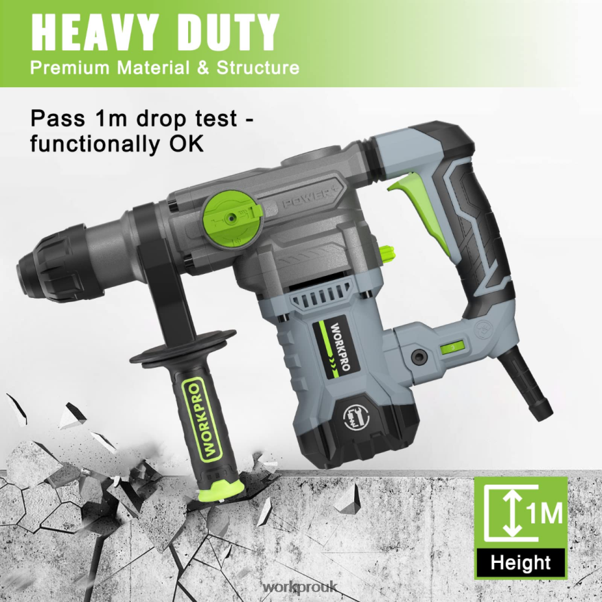 WORKPRO12.5AMP 1-1/4 Inch Premium SDS-Plus Rotary Hammer Drill, Heavy Duty Corded Version X662Z179 Tool