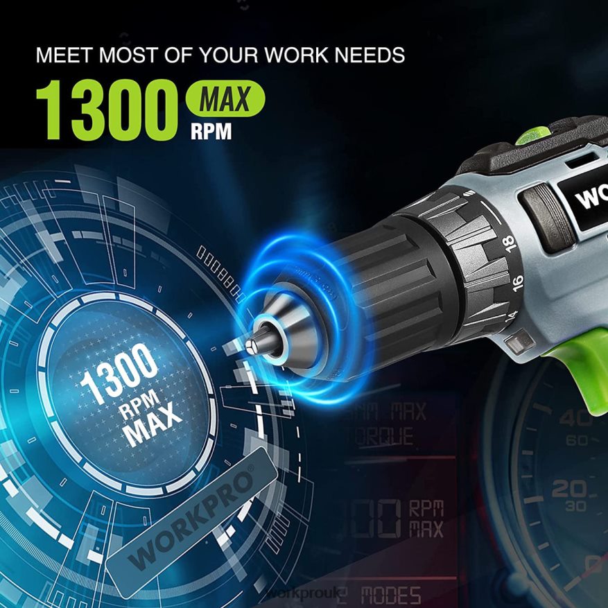 WORKPRO20V Cordless Drill Driver Kit, 2.0 Ah Li-ion Battery, 1 Hour Fast Charger and 11-inch Storage Bag Included X662Z176 Tool