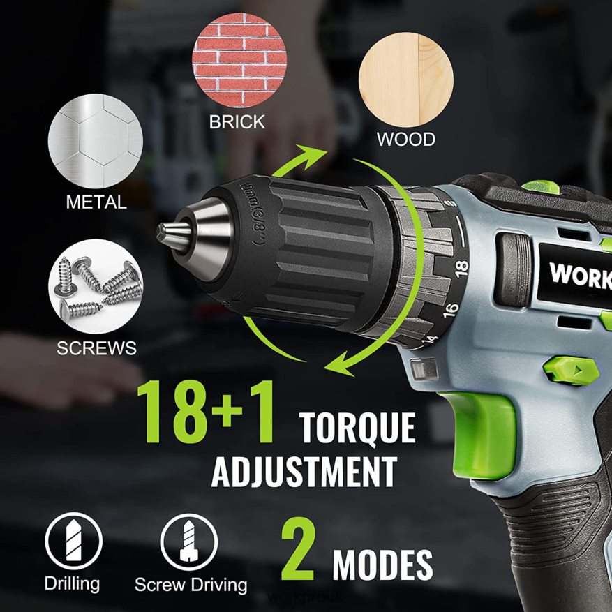 WORKPRO20V Cordless Drill Driver Kit, 2.0 Ah Li-ion Battery, 1 Hour Fast Charger and 11-inch Storage Bag Included X662Z176 Tool