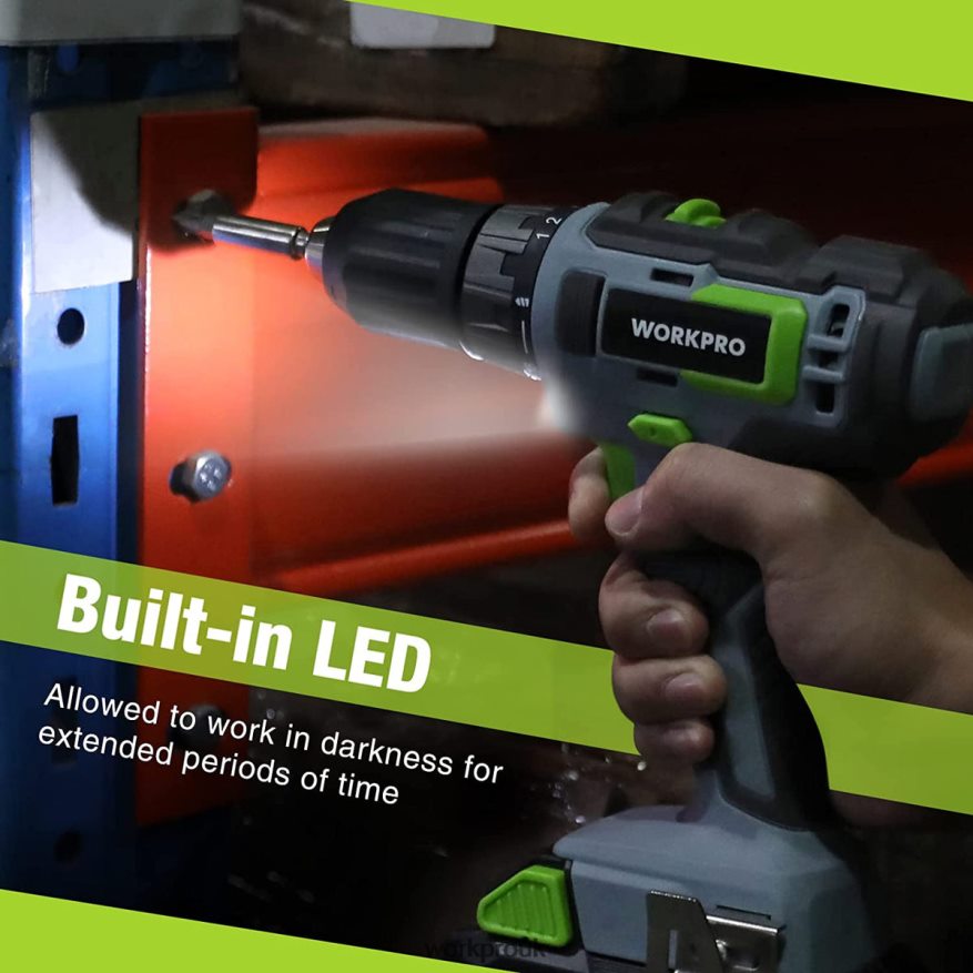 WORKPRO20V Cordless Drill Driver Kit, 2.0 Ah Li-ion Battery, 1 Hour Fast Charger and 11-inch Storage Bag Included X662Z176 Tool