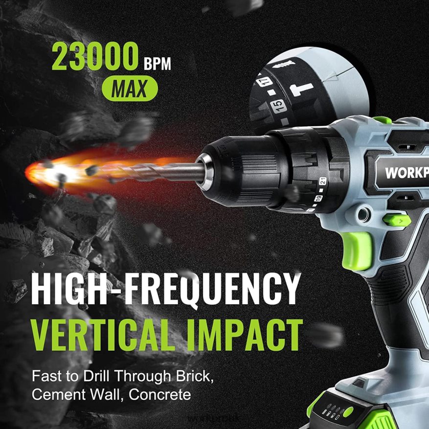 WORKPRO20V Max Cordless Drill Driver Set, Electric Power Impact Drill Tool with 102 Pieces Accessories, 2 x 2.0Ah Li-ion Batteries with Fast Charger X662Z170 Tool