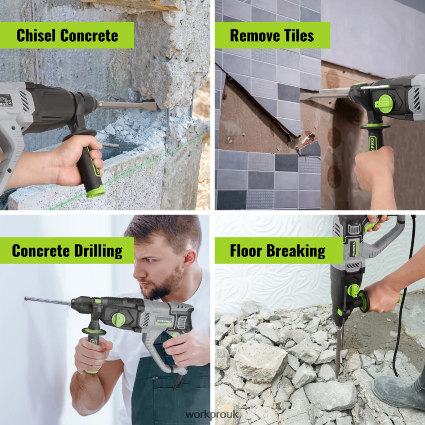 WORKPRO7.5AMP 1-1/4 Inch Premium SDS-Plus Rotary Hammer Drill, Lightweight Corded Version X662Z178 Tool