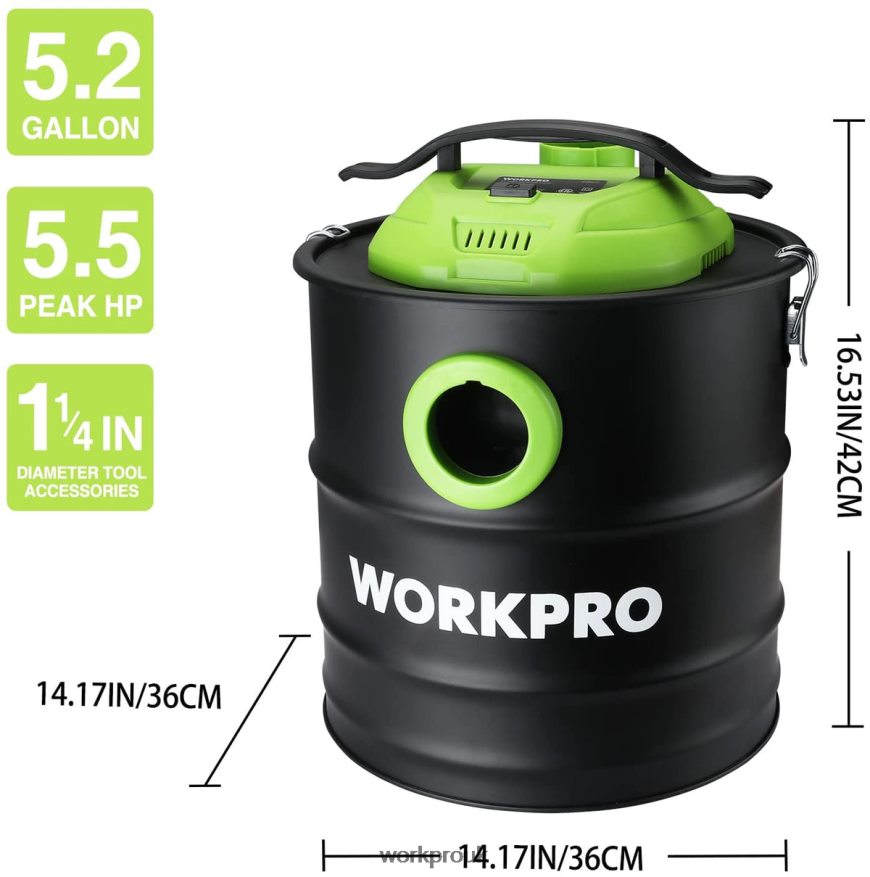 WORKPRO5.2 Gallon Ash Vacuum, 5.5 Peak Horsepower Ash Vac Cleaner with HEPA Filter X662Z212 Tool