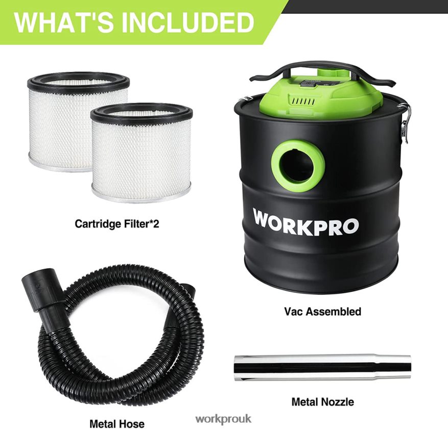 WORKPRO5.2 Gallon Ash Vacuum, 5.5 Peak Horsepower Ash Vac Cleaner with HEPA Filter X662Z212 Tool
