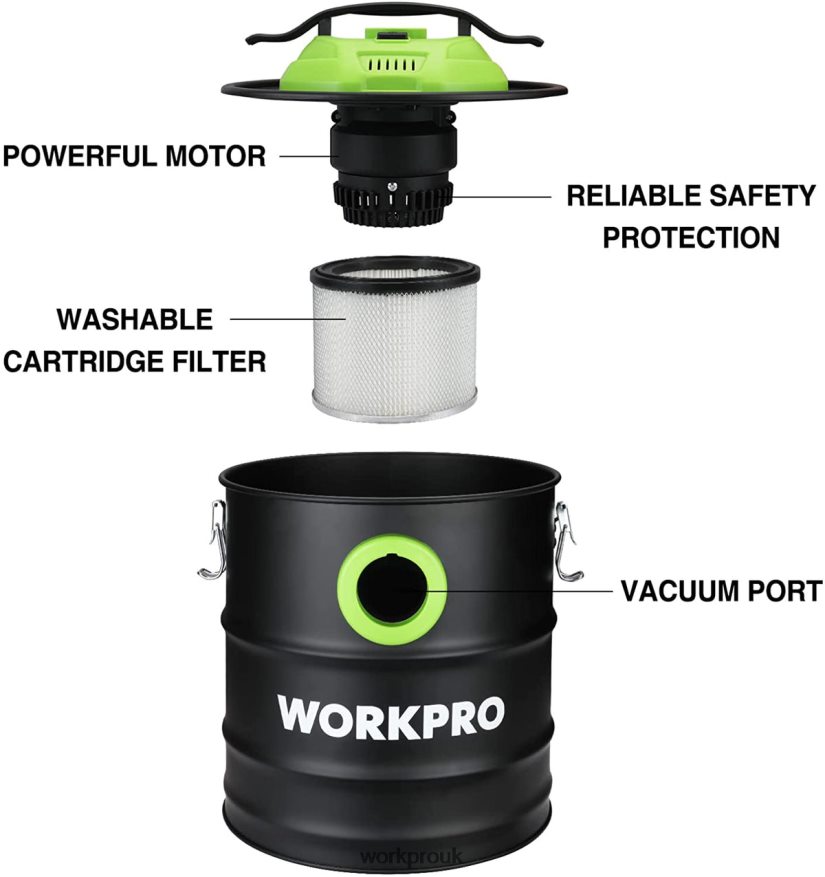 WORKPRO5.2 Gallon Ash Vacuum, 5.5 Peak Horsepower Ash Vac Cleaner with HEPA Filter X662Z212 Tool