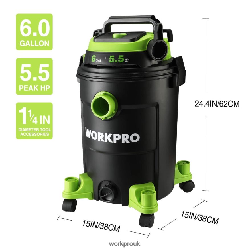WORKPRO6 Gallon Shop Vacuum 5.5 Peak Horsepower Shop Vac Cleaner with HEPA Filter Hose and Accessories X662Z215 Tool