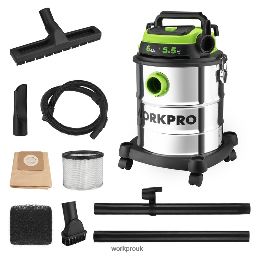 WORKPRO6 Gallon Wet/Dry Shop Vacuum with HEPA Filter, Hose and Accessories for Home/Jobsite Dust Collection X662Z213 Tool