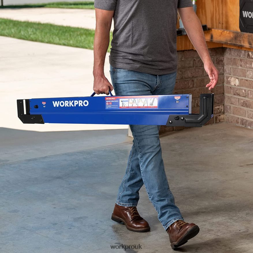 WORKPRO2 Pcs Folding Sawhorse Adjustable Heavy Duty Saw horse with 2x4 Support Arms, 3000 lbs Load Capacity, 24-32 inch Height Adjustable Legs, Pivoting Feet & Support Pegs X662Z35 Storage