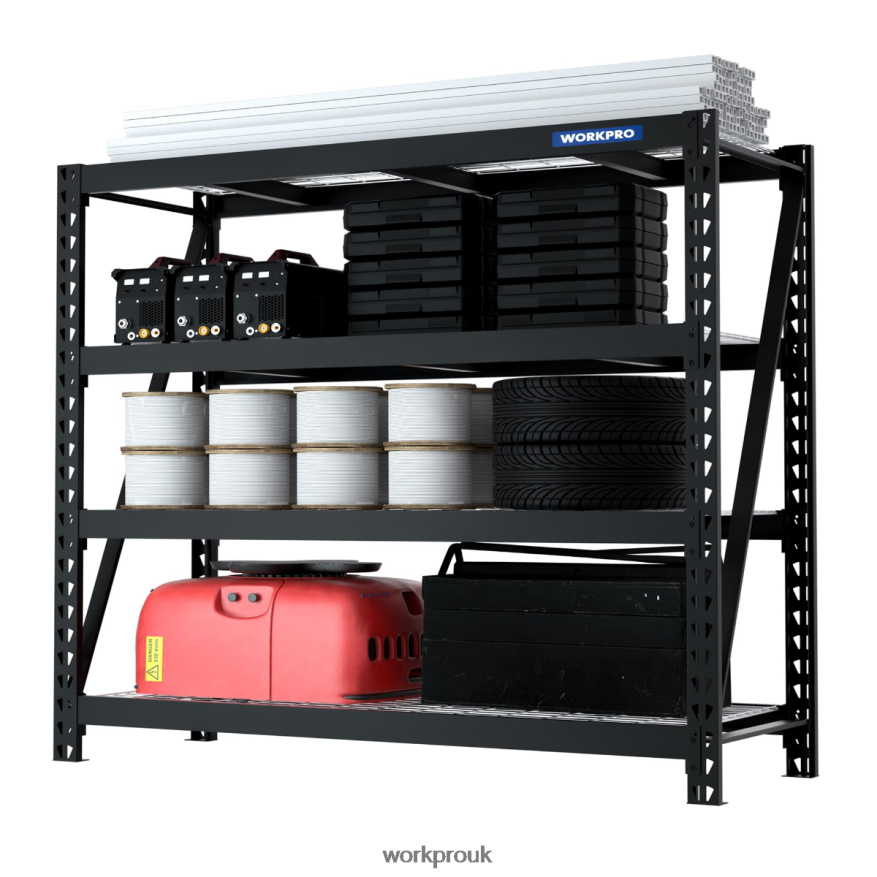 WORKPRO4-Tier Metal Garage Shelving Unit,7200 LBS Capacity, Heavy Duty Industrial Adjustable Shelves X662Z10 Storage
