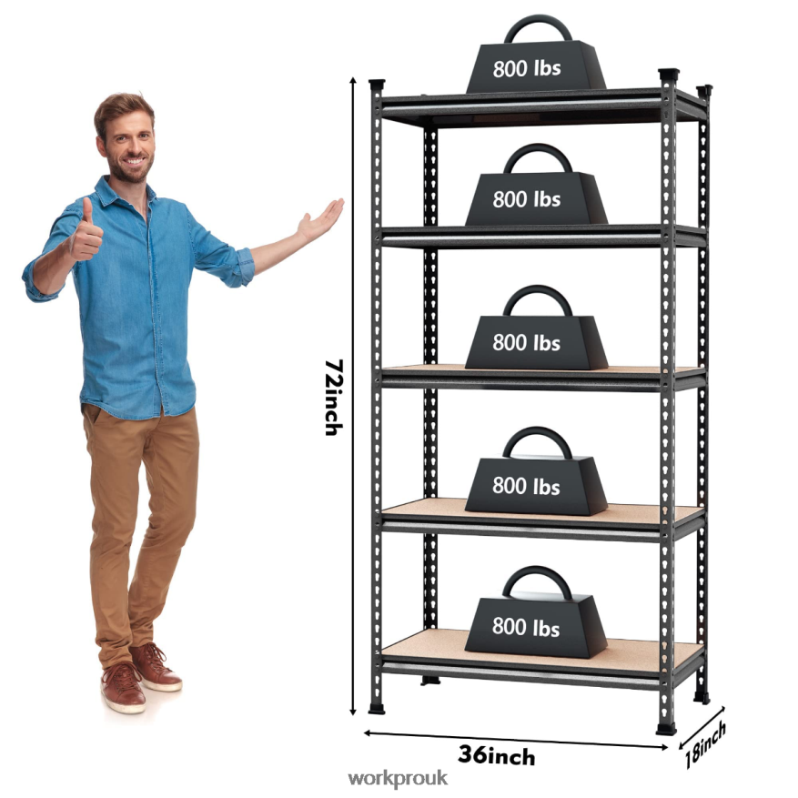 WORKPRO5-Tier Adjustable Metal Rack Storage Heavy Duty Shelving Unit, 4000 lbs Load Capacity X662Z12 Storage