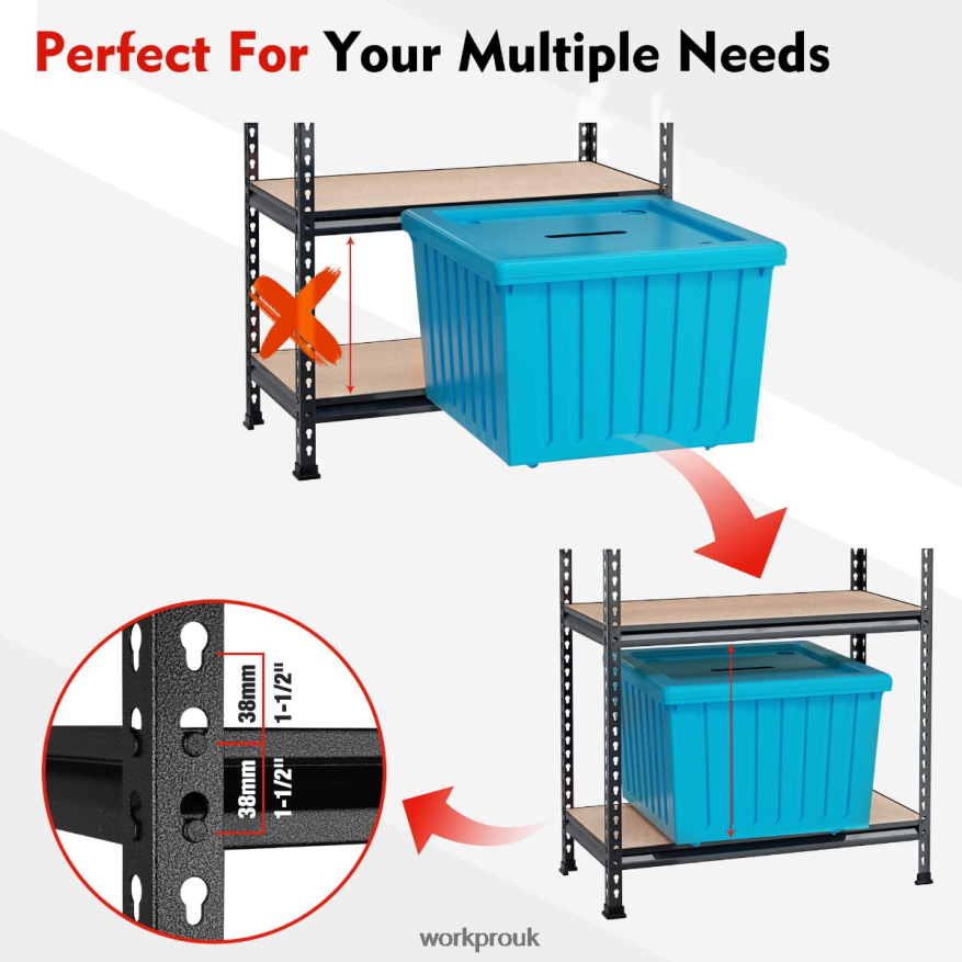 WORKPRO5-Tier Adjustable Metal Rack Storage Heavy Duty Shelving Unit, 4000 lbs Load Capacity X662Z12 Storage