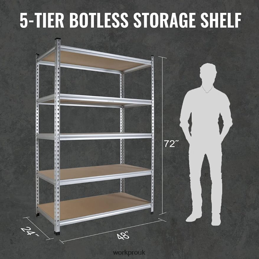 WORKPRO5-Tier Storage Shelving Unit, Adjustable Storage Rack Heavy Duty Aluminum Alloy Shelf X662Z9 Storage