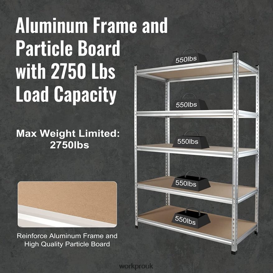 WORKPRO5-Tier Storage Shelving Unit, Adjustable Storage Rack Heavy Duty Aluminum Alloy Shelf X662Z9 Storage