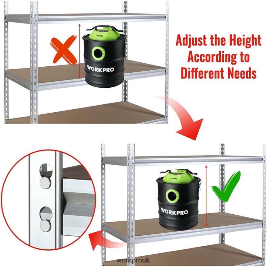WORKPRO5-Tier Storage Shelving Unit, Adjustable Storage Rack Heavy Duty Aluminum Alloy Shelf X662Z9 Storage
