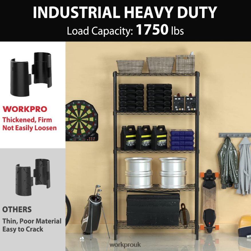 WORKPRO5-Tier Wire Shelving Unit Metal Storage Shelves Rack, Heavy Duty Utility Shelving X662Z11 Storage