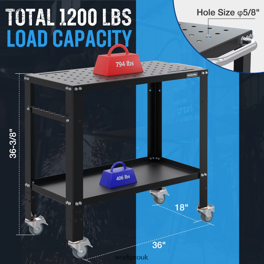 WORKPROPortable Welding Table, 1200 lbs Load Capacity, Nitriding Tabletop X662Z13 Storage